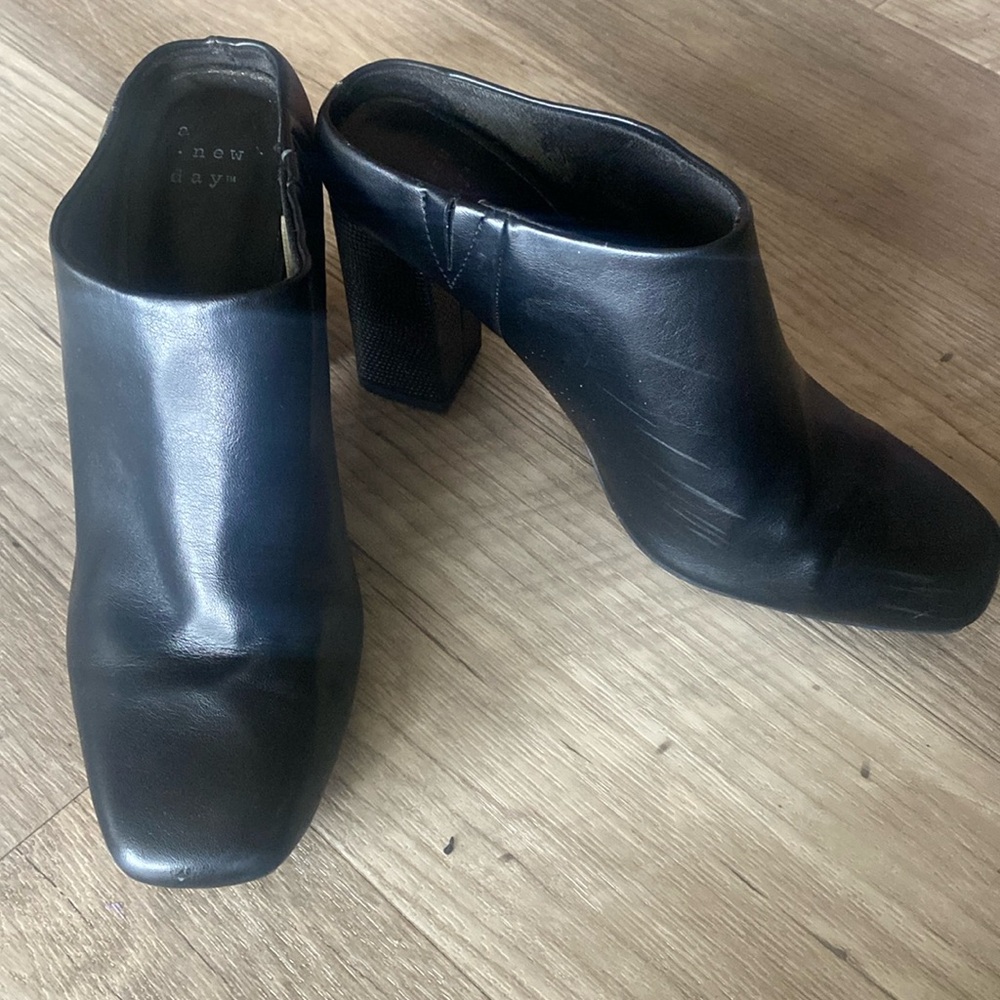 Leather Heeled Mule Slip-ons